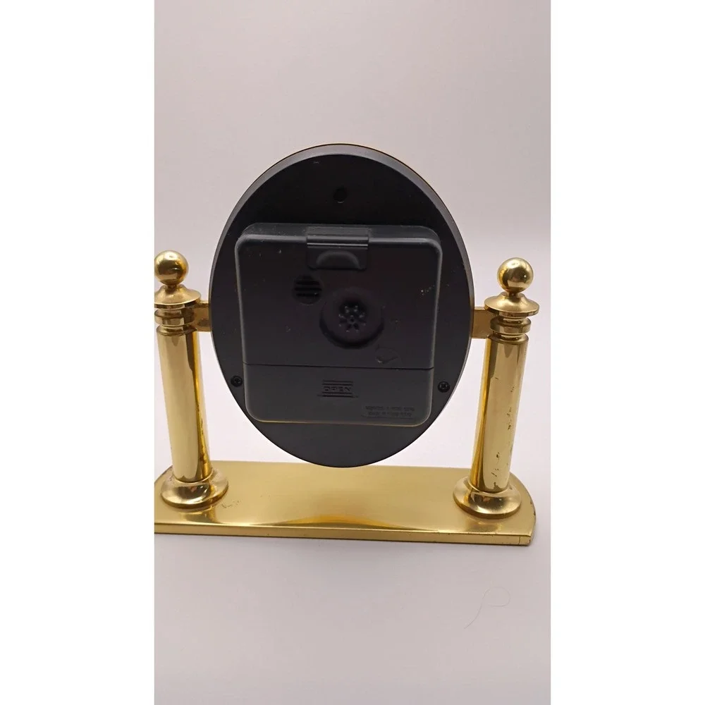 Linden Quartz Oval Desk Clock Gold Tone Swivel Pillar Mantle Timepiece
